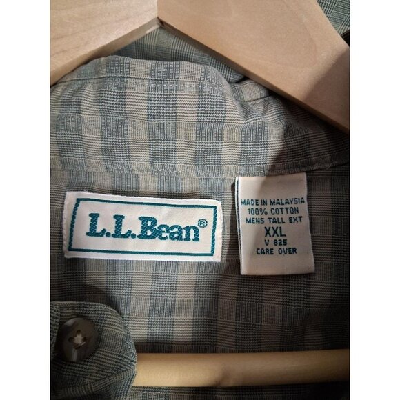 L.L. Bean Mens XXL Green Stripe Button-Up Shirt 100% Cotton Casual Long Sleeve - Picture 6 of 6